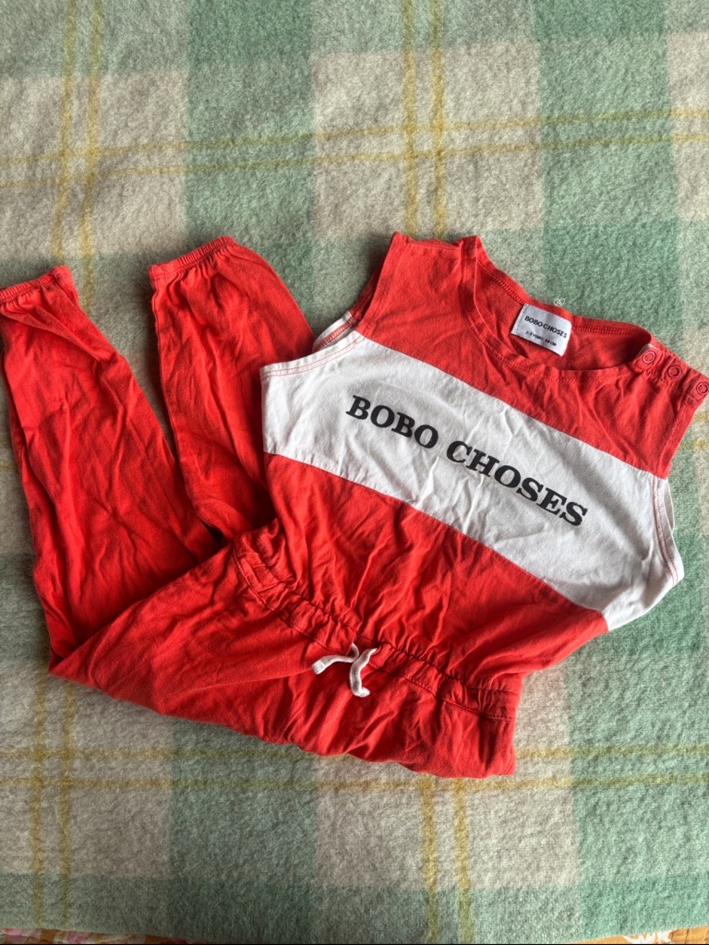 Bobo Choses Red & White Logo Jumpsuit